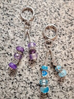 Purple and Blue Beaded Charm Keychains